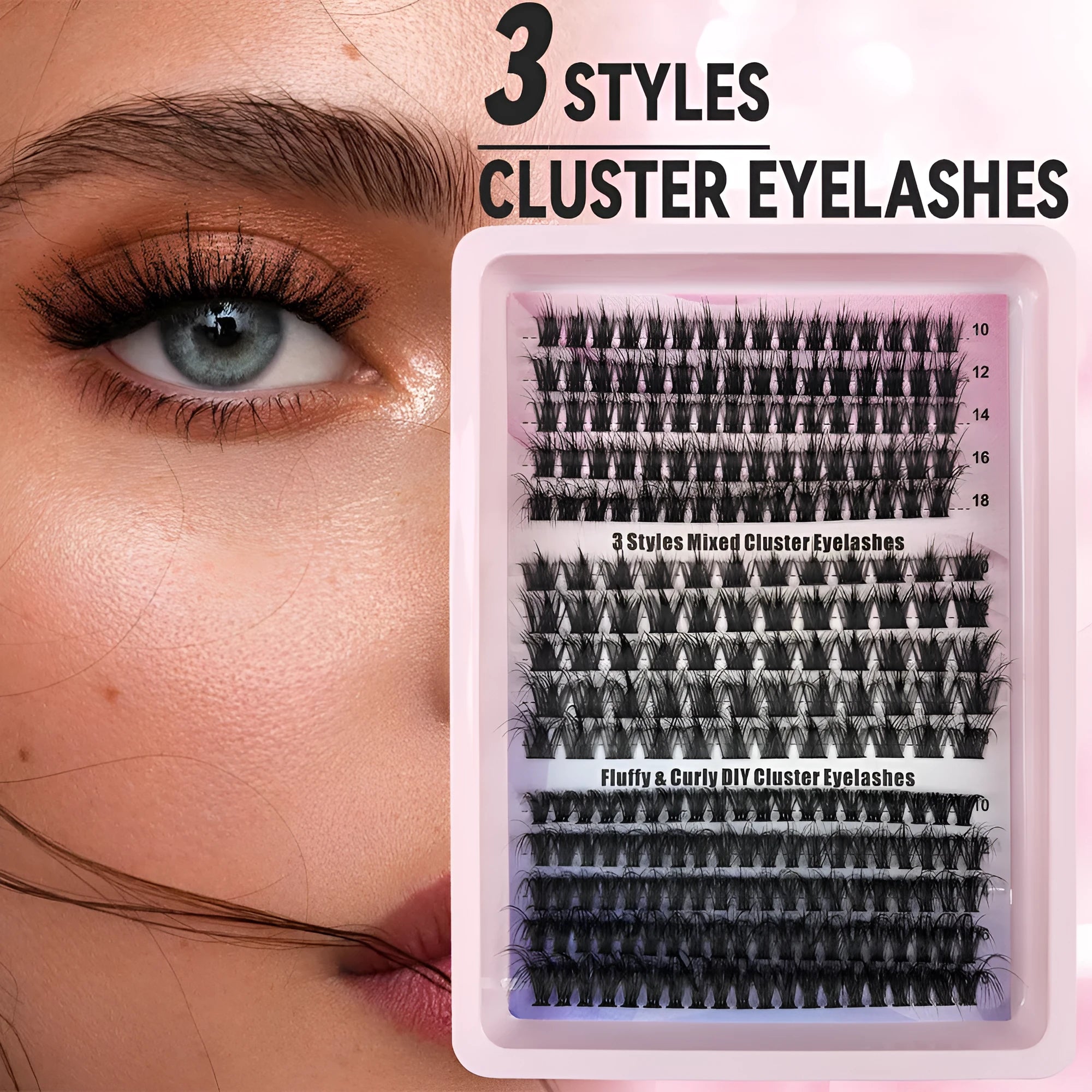 Mixed false eyelash set with five different styles in compact 13.7cm box