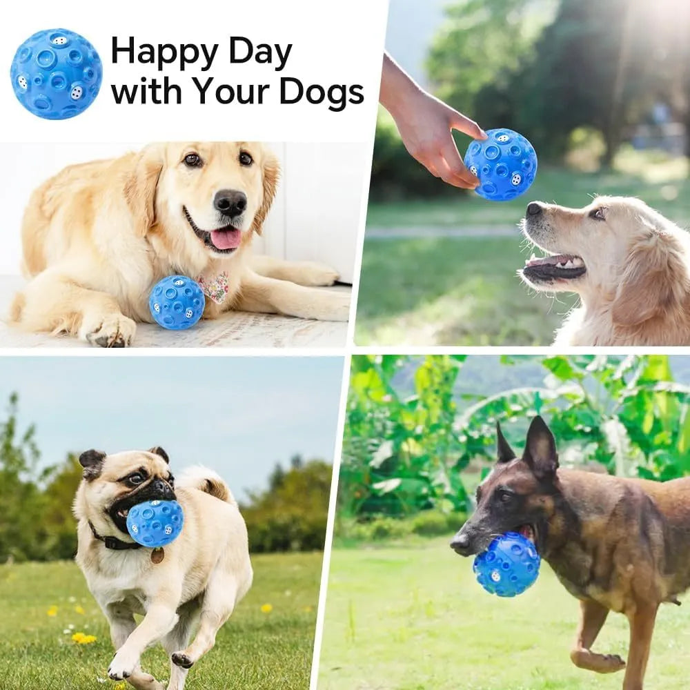Natural rubber dog toy ball with textured surface in choice of five colours for aggressive chewers
