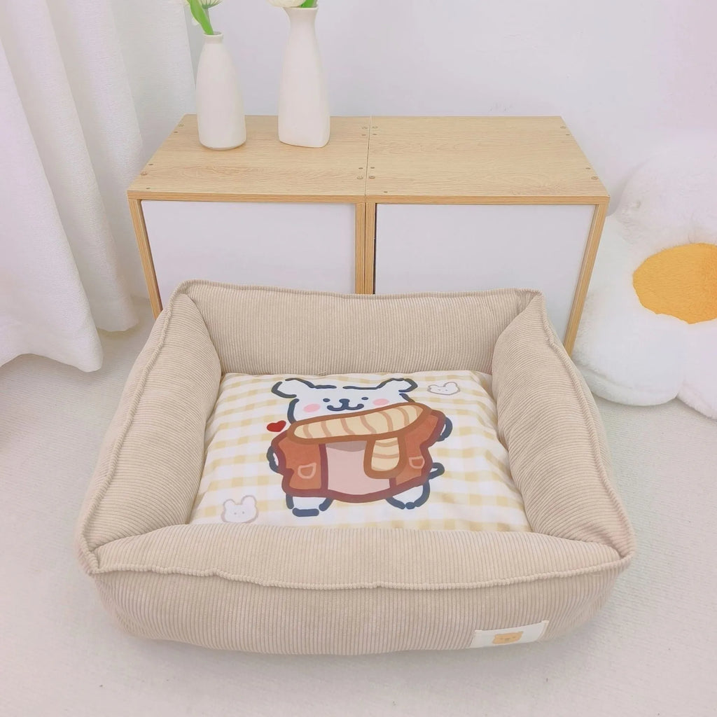 Cotton pet nest for dogs in light coconut palm colour with soft velvet interior.