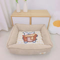 Cotton pet nest for dogs in light coconut palm colour with soft velvet interior.