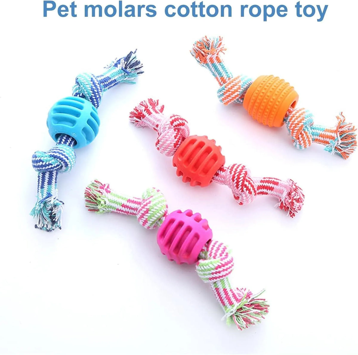 Blue dog chew toy with rope texture for cleaning teeth and oral health.