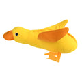Yellow teddy duck dog toy with food leak openings and squeaker for training and chewing