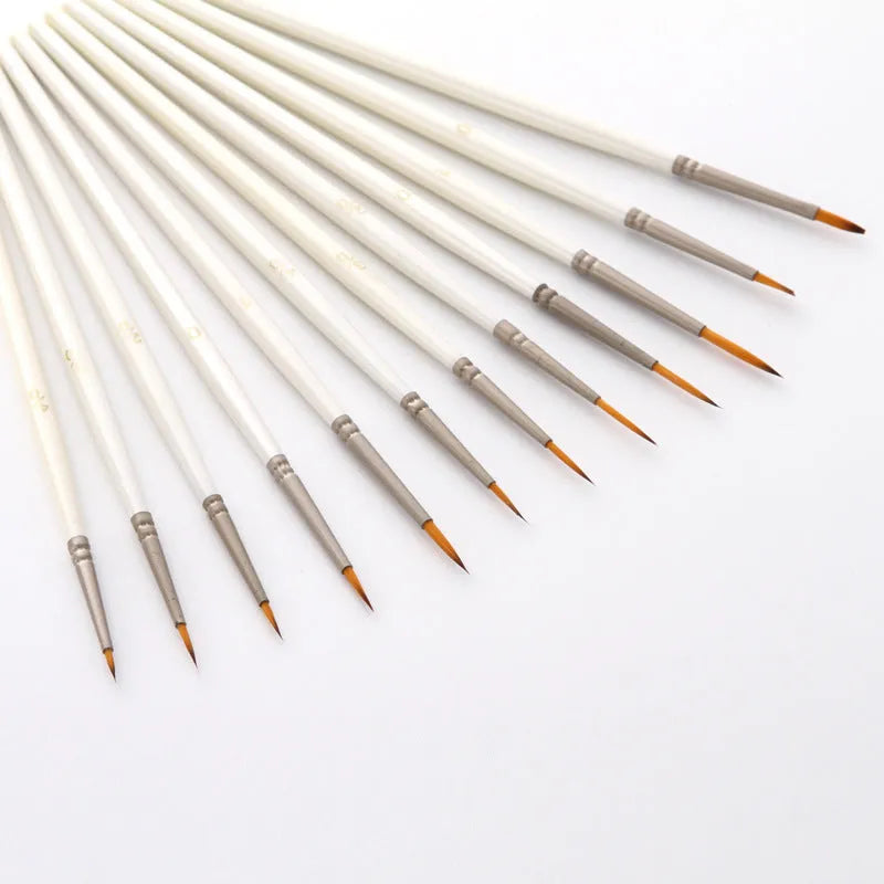 Twelve fluorescent art markers with nylon wool hooks and solid wood pen holders for watercolour line drawing