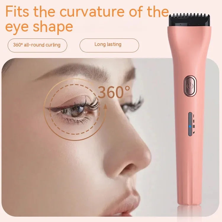 Portable electric eyelash curler with temperature control in pink colour