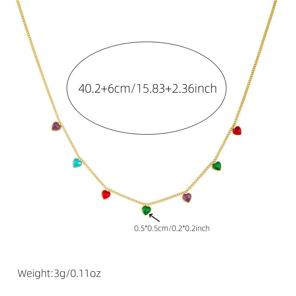 Gold-coloured heart necklace on adjustable stainless steel chain