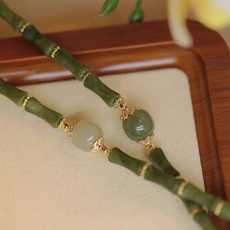 Women's Hetian jade bracelet with round geometry shape in dark green and light colour options