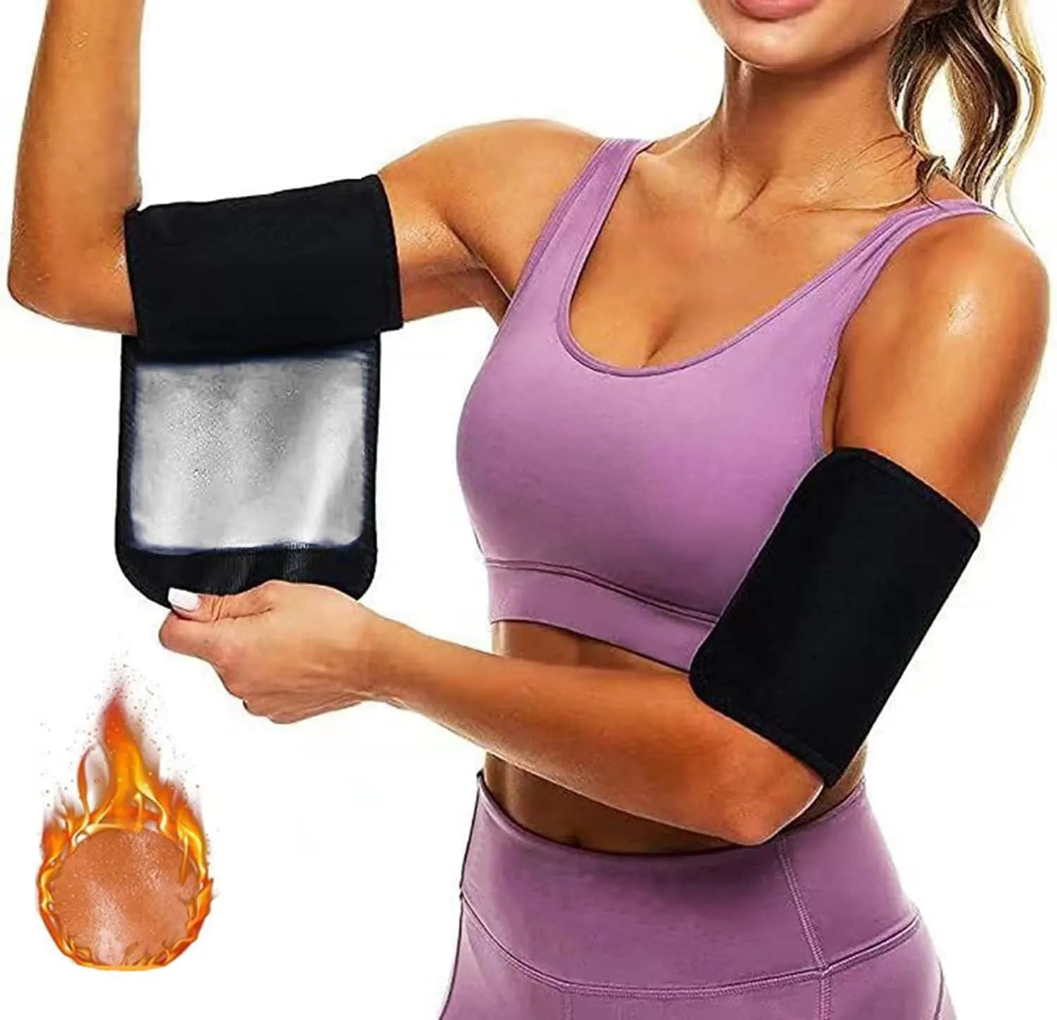 Adjustable sports arm band sweatband in black red and blue colours for yoga and fitness training with multiple size options