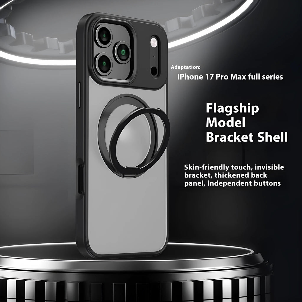 360 rotating magnetic iPhone case with invisible bracket in black, grey, or Desert Gold