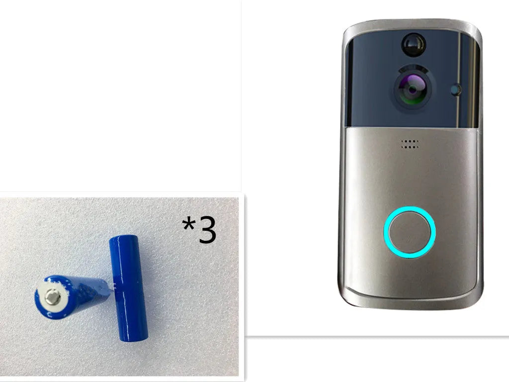 WiFi video doorbell camera, 7.5cm x 3.3cm x 14.4cm, 32GB TF card, PCB, Black or Silver colour option