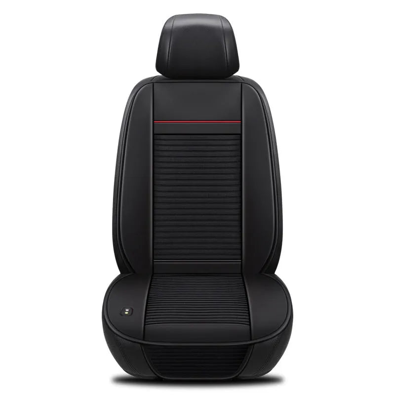 Black ice silk car seat cushion with blowing cooling and massage function on vehicle seat