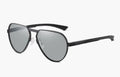 Aluminium-magnesium alloy polarised sunglasses with TAC lens, black frame with grey film