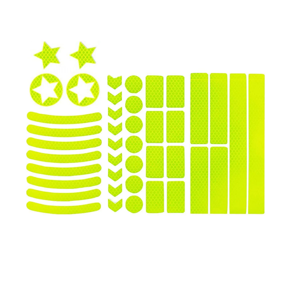 Sheet of bicycle reflective safety tape with a geometric grid pattern in one of four colour options.