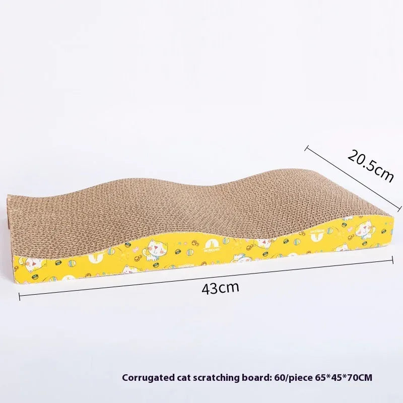 Leather-bound corrugated paper cat scratch board in multiple shape variations