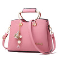 Large capacity women's PU handbag with double joint straps, zip compartments and three-dimensional outer pocket