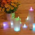 White plastic USB rechargeable LED candle lamp, 4cm base, 5.5cm flame head, yellow white colourful light