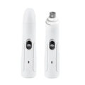 Electric pet nail trimmer in black or white with ABS body, USB charging cable and nail polisher for pet grooming.
