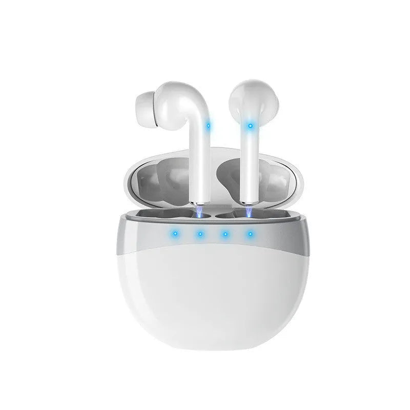 Digital display Bluetooth earbuds in black or white with charging compartment, touch control and φ10 speaker