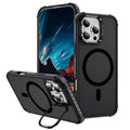 Magnetic skin-feel iPhone case in black, TPU PC anti-fall back cover with airbag corners and magnetic suction