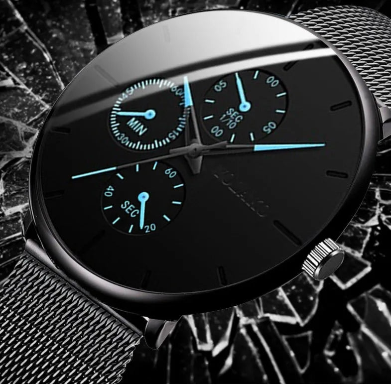SOXY Futura stainless steel watch with black dial, black strap, 40mm case, 24cm length, 20mm width