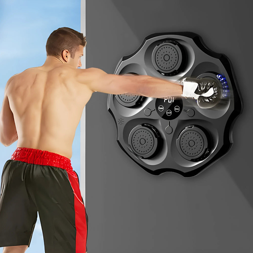 Bluetooth music boxing wall target with hanging-style PU construction and included boxing gloves