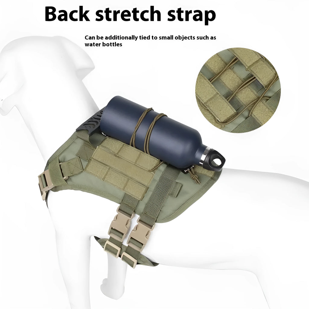 Dog tactical chest and back harness Oxford cloth black army green gray adjustable sizes