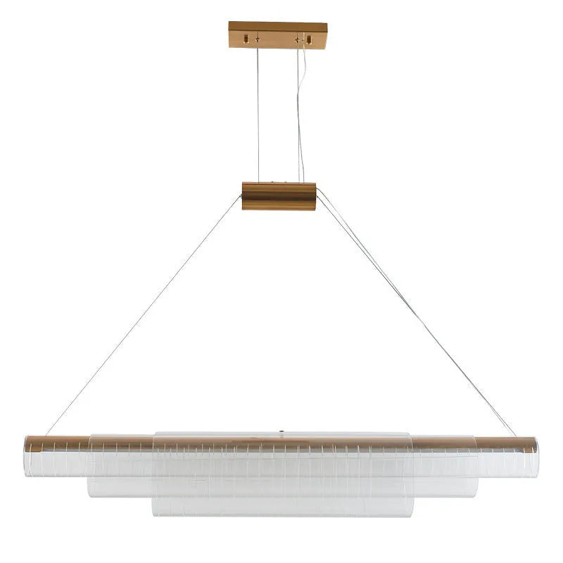 Modern glass pendant lamp with iron body for restaurant lighting in three size options