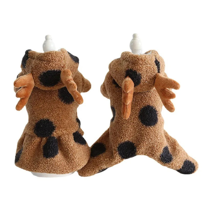 Polka dot elk couple pattern pet clothing for dogs and cats in cloth material