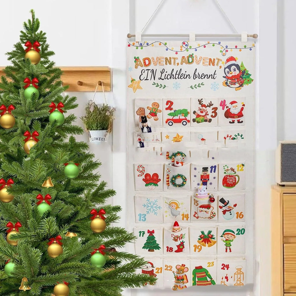 50x100cm brocade Christmas countdown gift bag with silk screen print in Colour 01