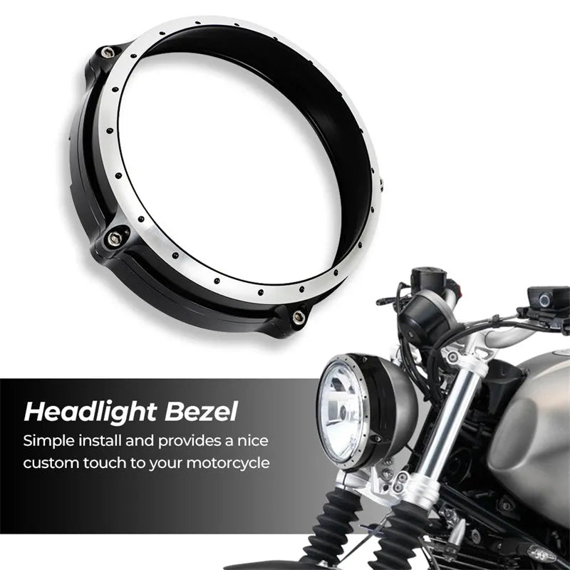 Black CNC aluminium headlight cover frame for BMW R NINE T Scrambler motorcycle 2014-2017 models