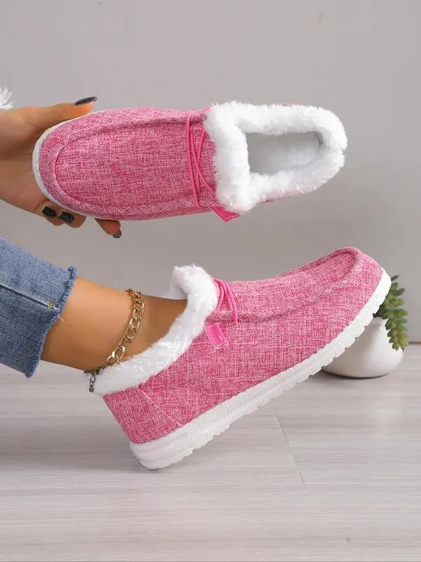 Women's casual straight cotton flat shoes round toe colour options black navy brown pink pebble lime