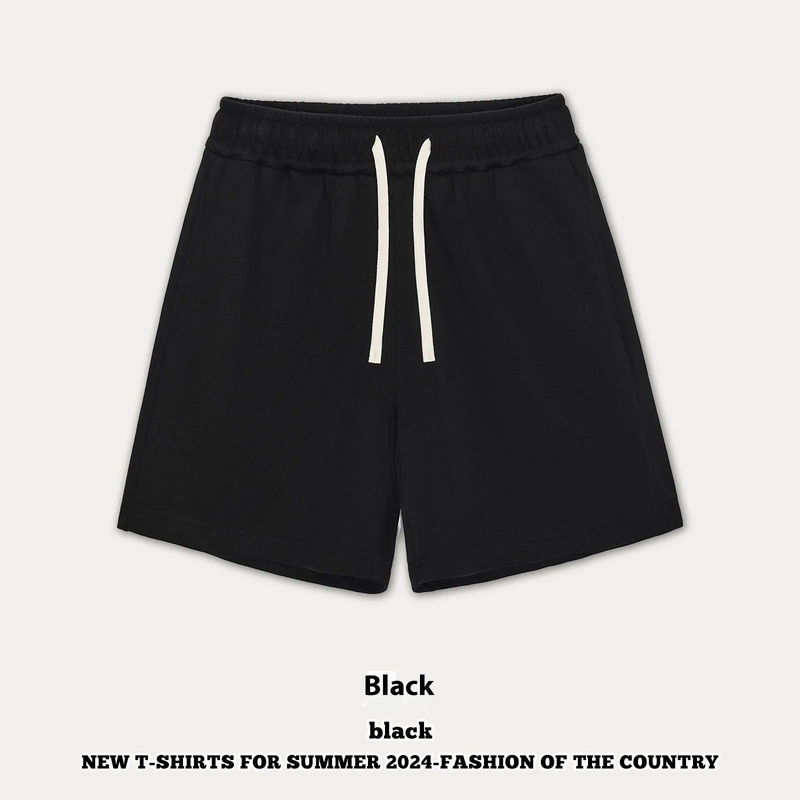 Children's loose fit cotton denim shorts in charcoal grey, cream apricot, khaki, grey green, and black colours