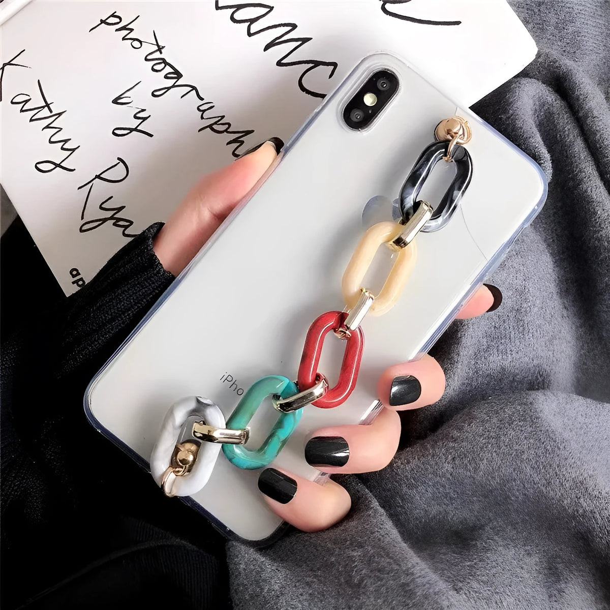 Transparent Samsung phone case with colour bracelet, TPU and PC back cover for Galaxy models