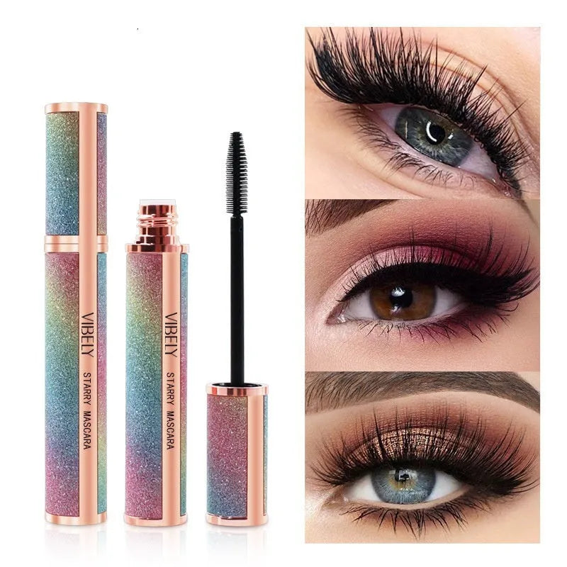 Black 4D waterproof curling mascara with lengthening and thickening properties