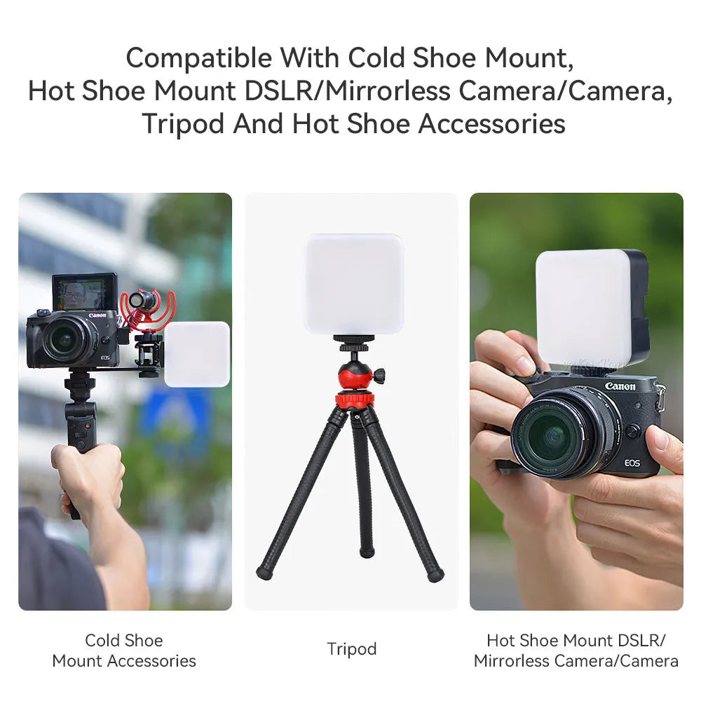 LED mini square outdoor pocket light tripod flash with universal camera compatibility