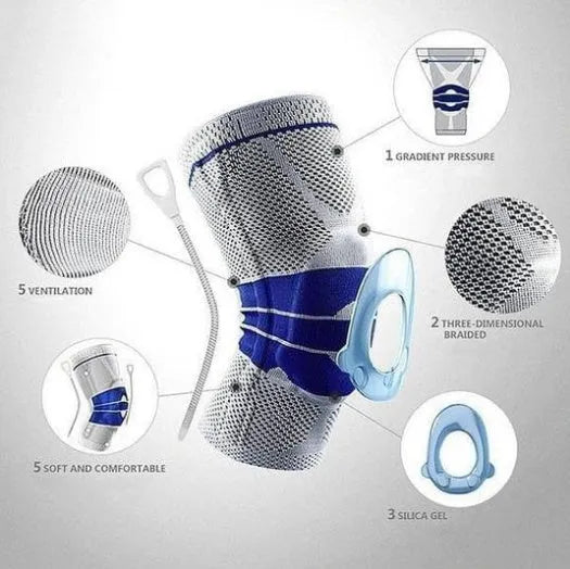 Black nylon knee sleeve for sports and fitness with calf circumference sizing