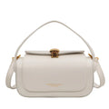 Women's PU leather shoulder messenger bag with personalised letter stitching in beige colour