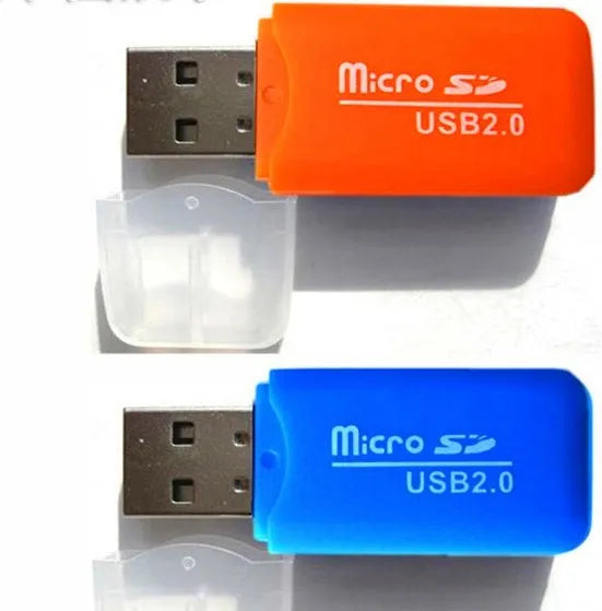Mini USB TF card reader and adaptor with 16GB microSD memory card for computer connectivity