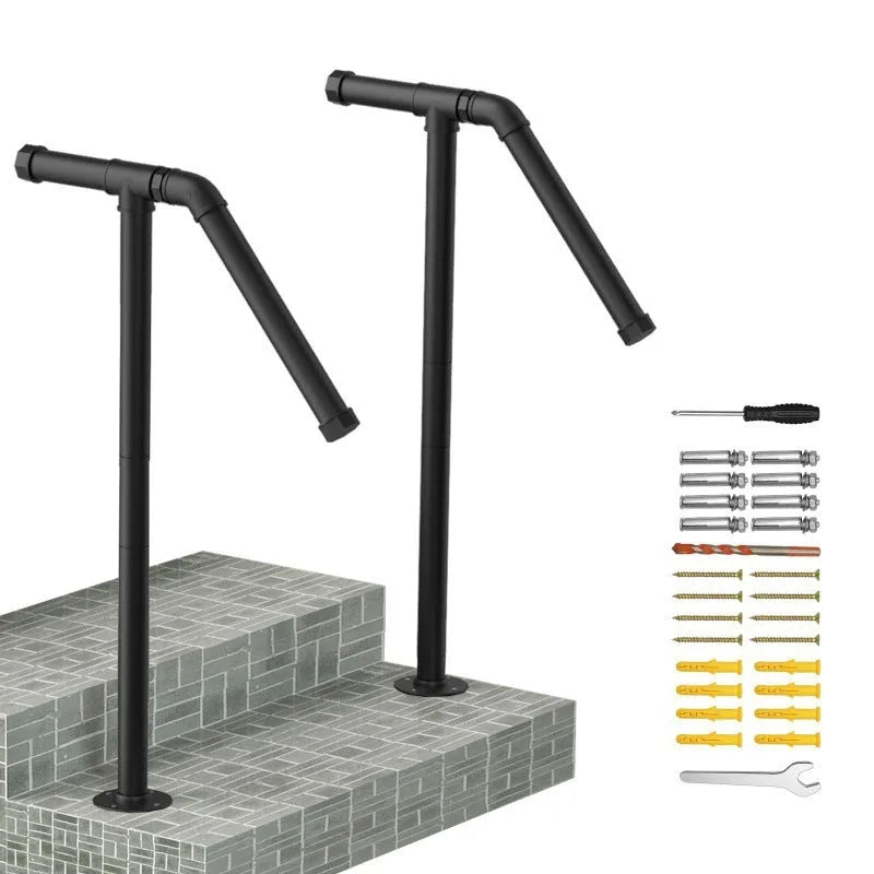 Black metal ladder support bracket in American minimalist style design