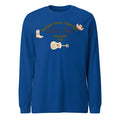 Men's blue loose fit round neck sweater with printed letter patterns, Japanese Korean casual style