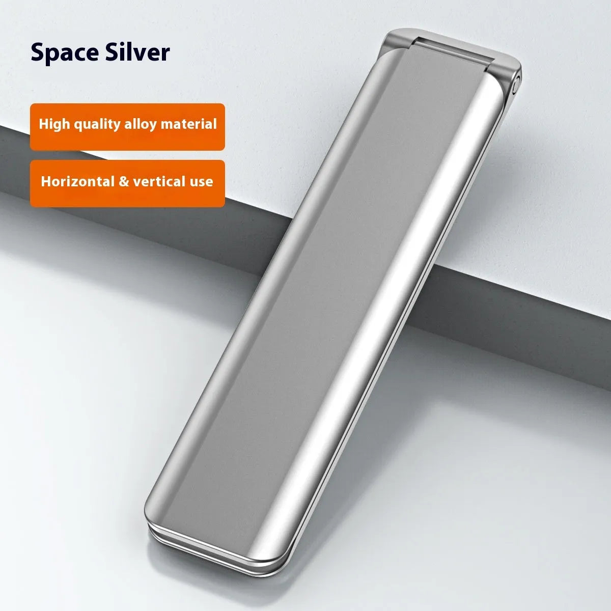 Multifunctional card type magnetic flip cover phone stand in silver or black alloy, universal style fold-out bracket
