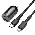 Baseus electro-optical grey 30W PPS car charger with 1-metre USB cable