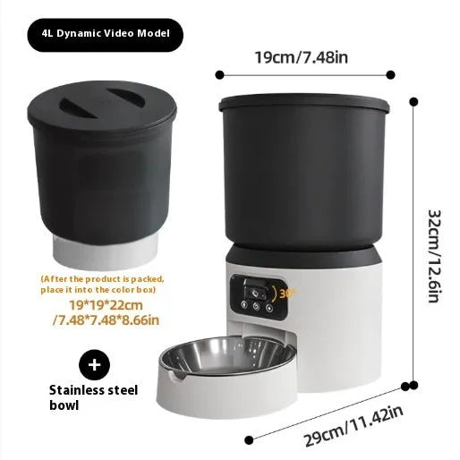 4L smart pet feeder with Wi-Fi connectivity and camera monitoring for cats and dogs