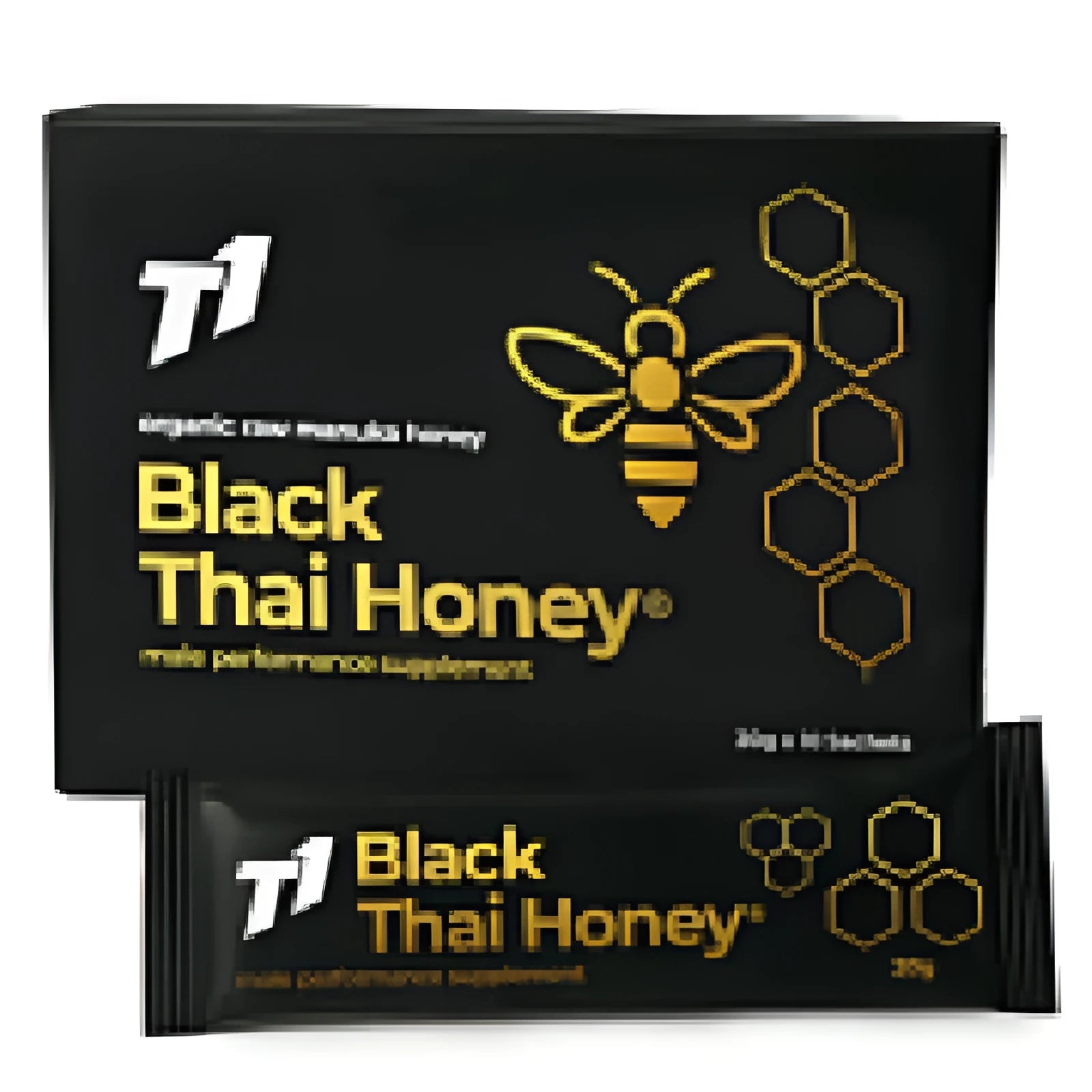 T1 Black Thai Honey jar showing dark black raw unprocessed honey