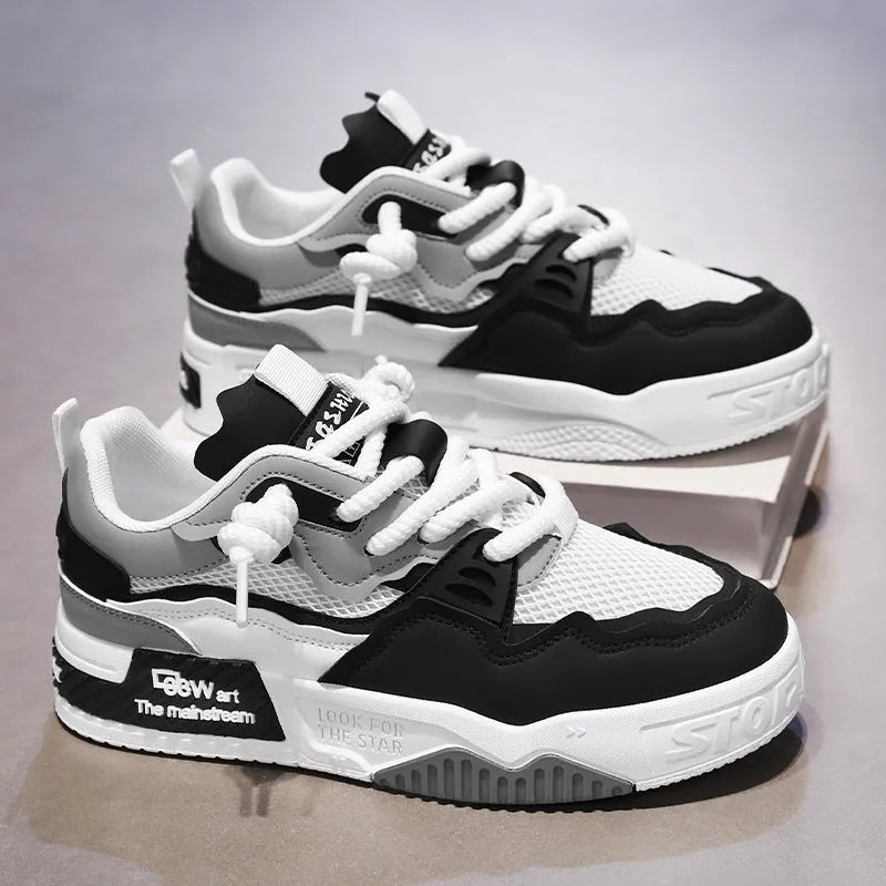 Men's board shoes with colour-matched design, mesh lining, and soft rubber soles