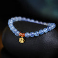 Ice translucent crystal bracelet with 8mm round beads and blessing card charm