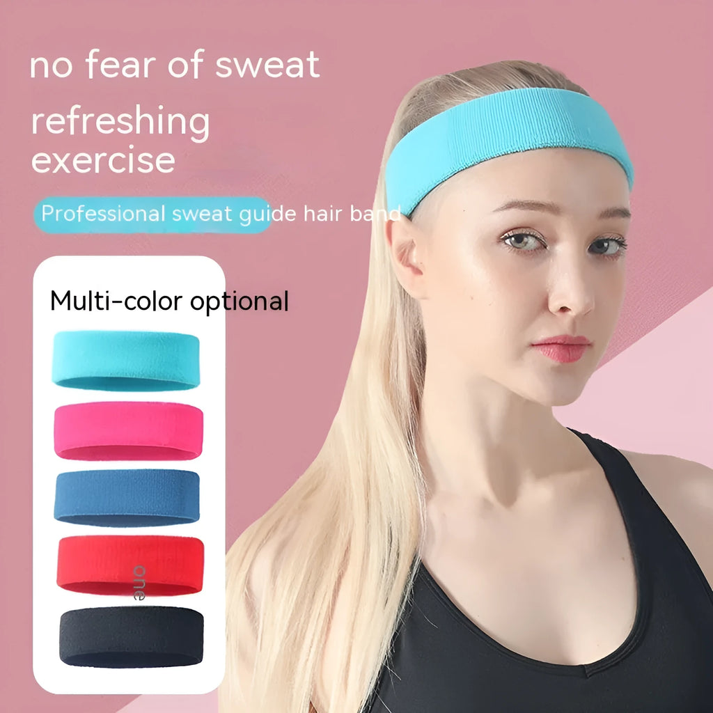 Sports anti sweat headband in widening elastic design, polyester spandex material