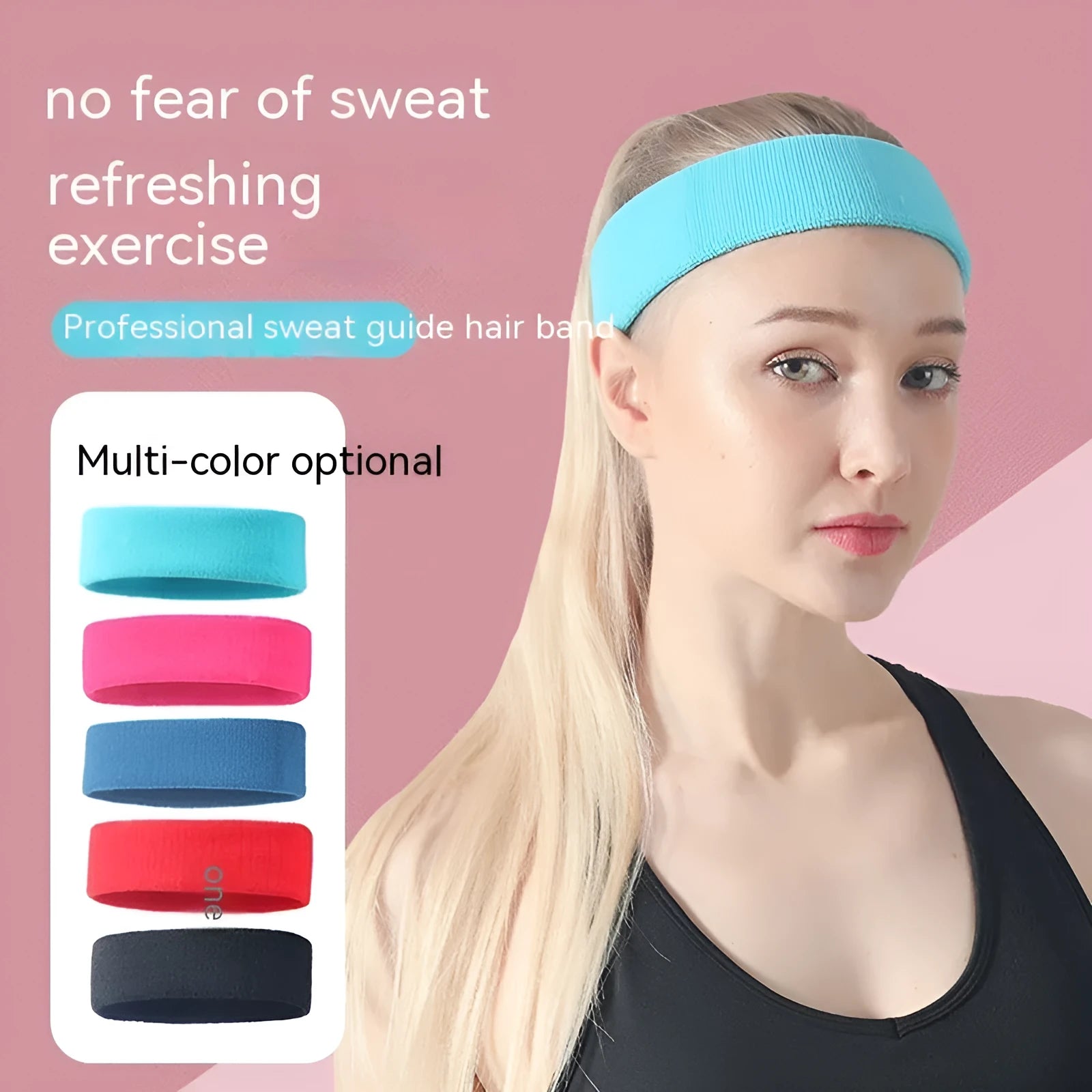 Sports anti sweat headband in widening elastic design, polyester spandex material