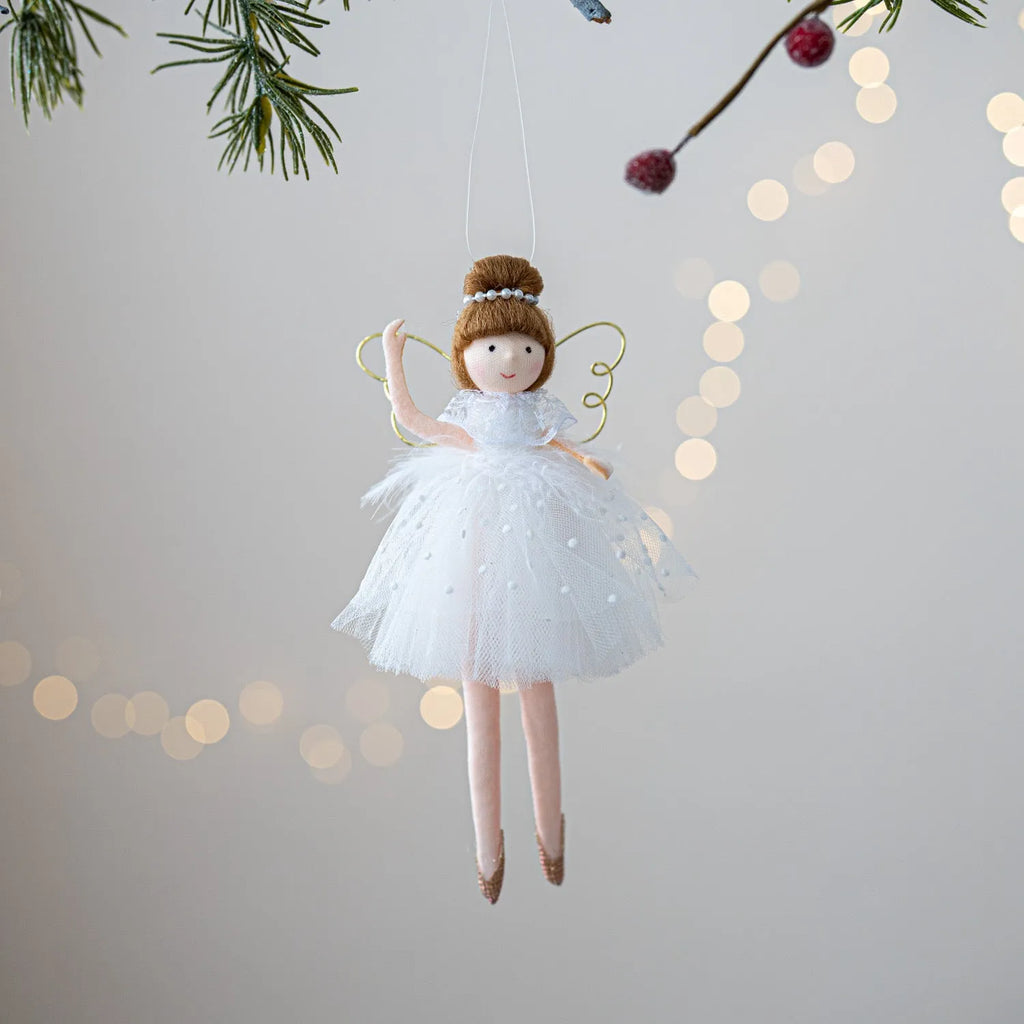 Pink and white cloth ballet girl angel plush pendant doll with modern simple style