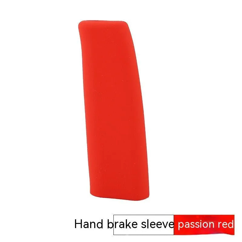 Silicone handbrake sleeve for cars in five colour options showing 12cm length