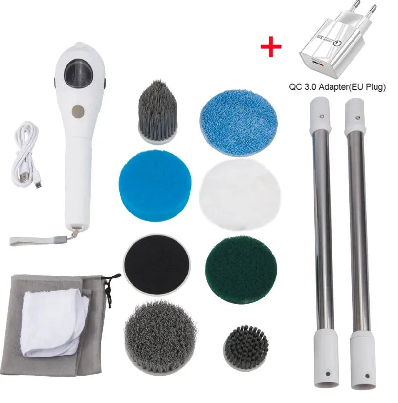 White ABS plastic handheld rechargeable cleaning ball with cleaning brush accessories